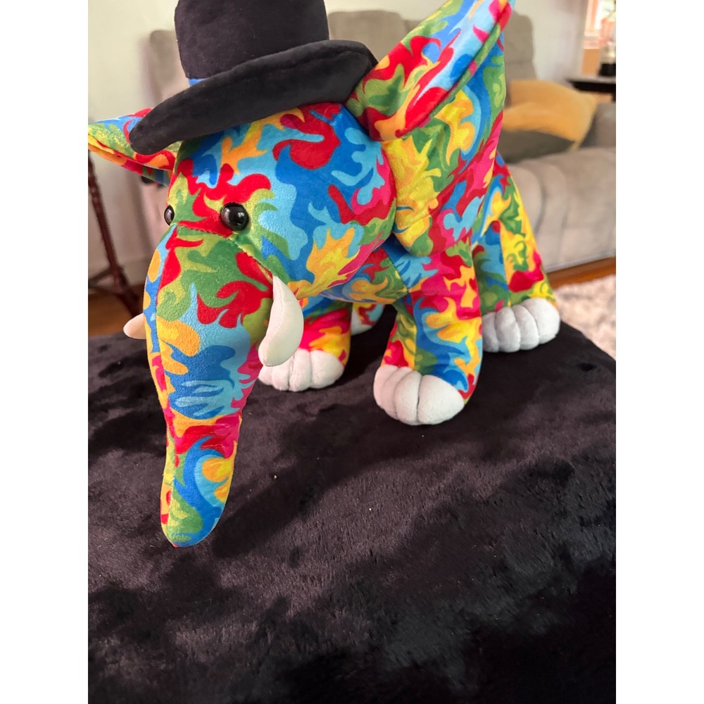 Legoland Elephant Plush Multi-Color Psychedelic Stuffed Animal Top Hat Souvenir